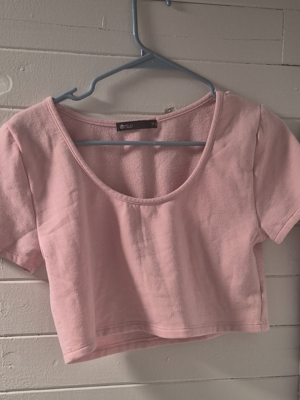 NUV Pink Scoop-Neck Cropped Tee